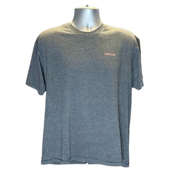 Marmot Gray and Red Short Sleeve Crew Neck Logo T-Shirt Size L - Picture 1 of 5